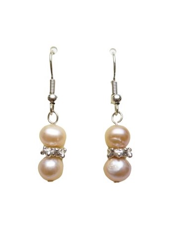 Lavender Fresh Water Pearl with Metal Spacer Dangling Earring